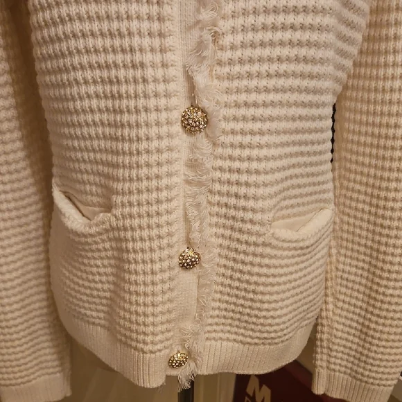 Express White Textured Women's Cardigan - Picture 4 of 7